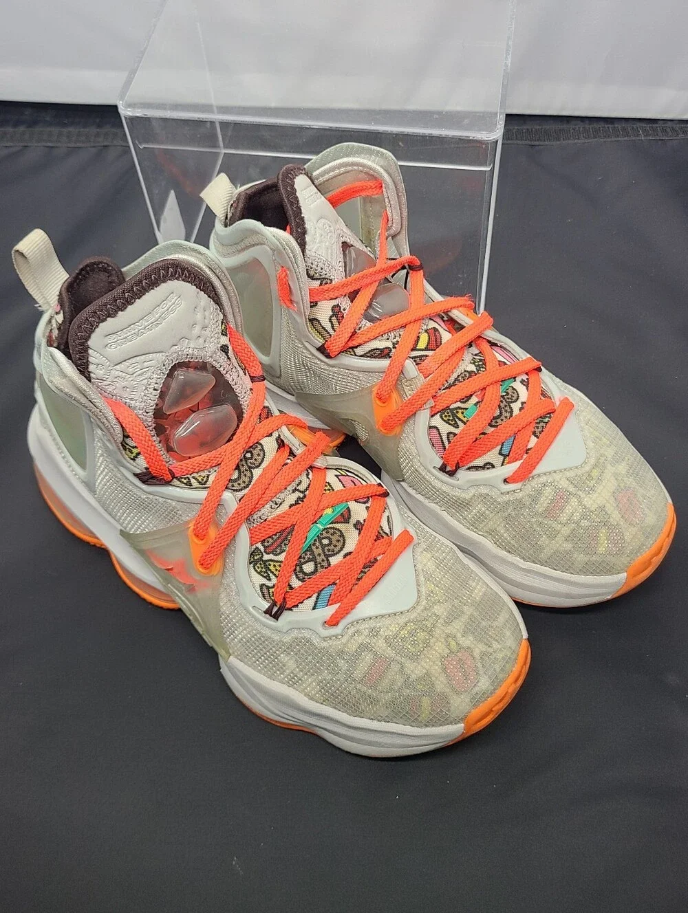 Nike LeBron 19 DD0418-001 Gray Orange Basketball Shoes Sneakers kids Size 5Y